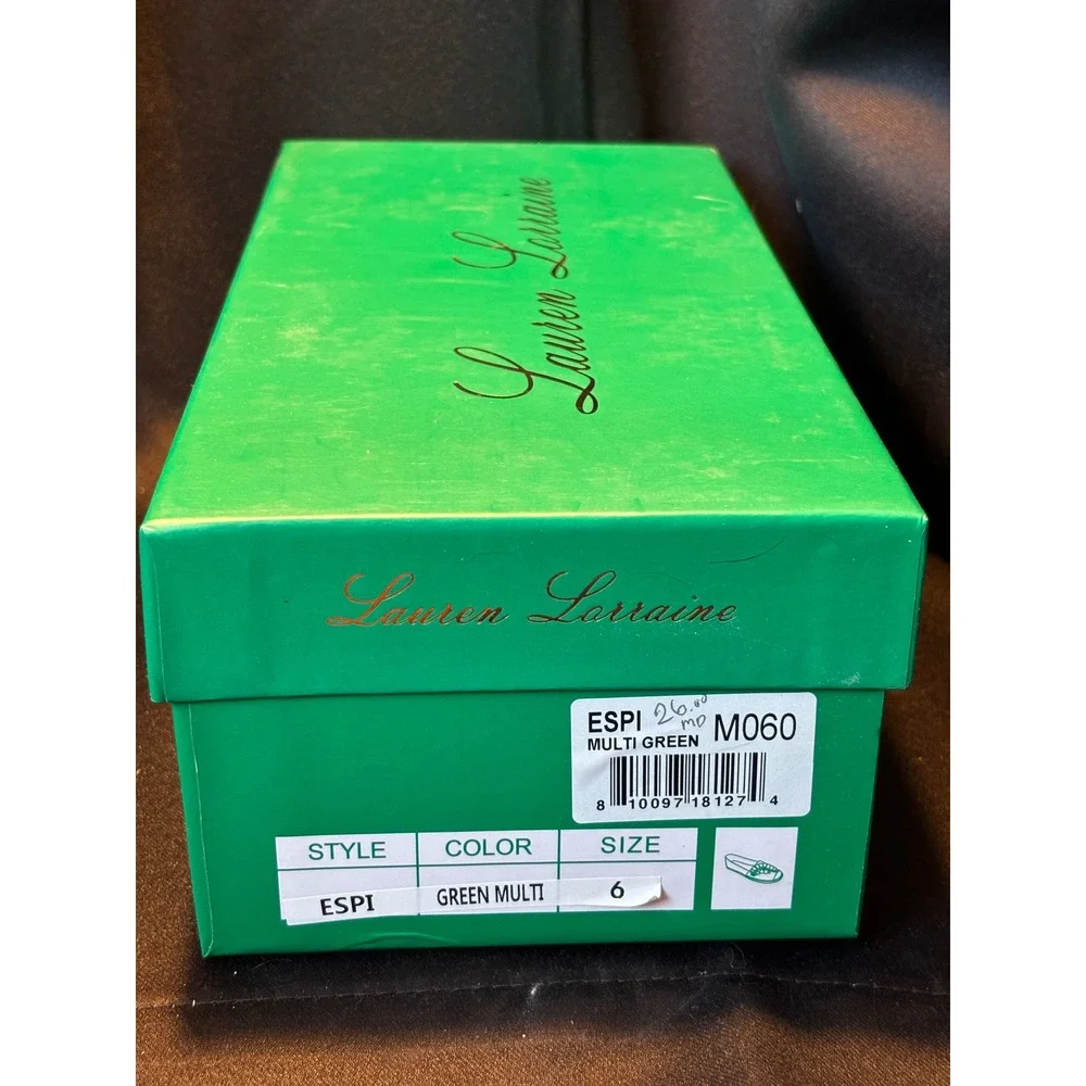 Lauren Lorraine Espi Green Tropical Palm Leaf Crystal Espadrille Flats Mens 6